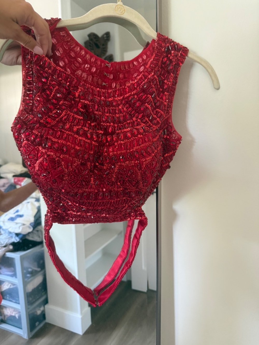 Sherri Hill Size 4 Red Beaded Two-Piece Dress | Worn Once - Picture 2 of 5
